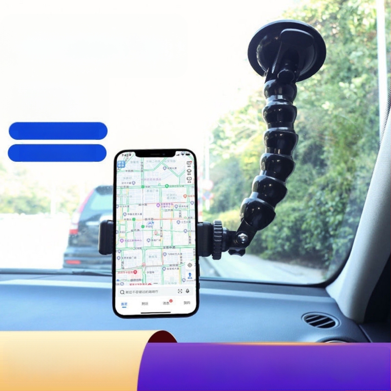 Autós telefontartó szívófejjel, rugalmas kígyó alakú karral, kompatibil okostelefonokkal és sportkamerákkal, a szélvédőre.