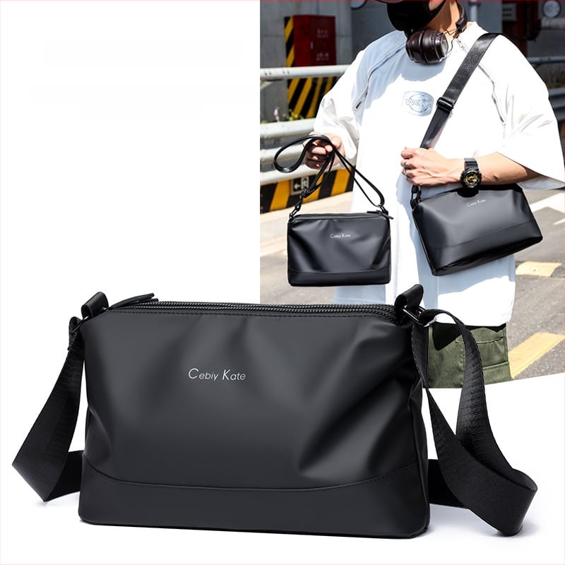 Geantă crossbody mică pentru bărbați, stil street, din nylon impermeabil, pentru utilizare zilnică și călătorii, încăpătoare pentru laptop de 8 inch