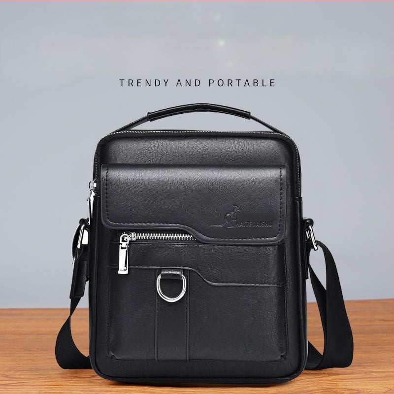 Geantă de umăr pentru bărbați din PU, poșetă crossbody, stil business casual, vertical