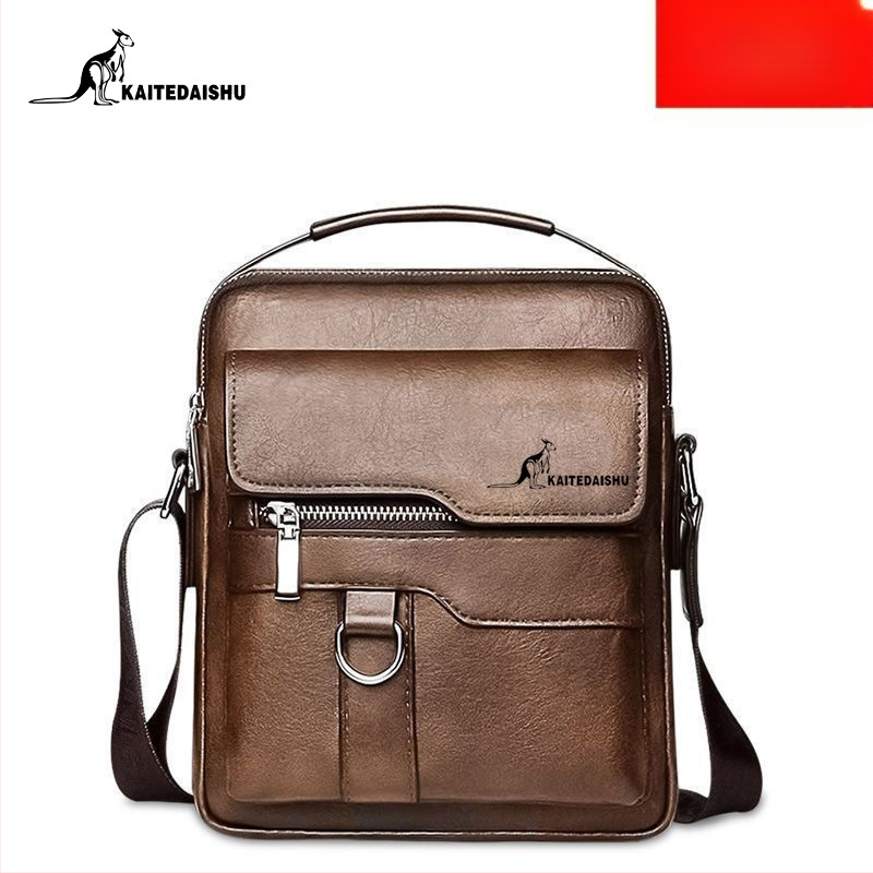 Geantă de umăr pentru bărbați din PU, poșetă crossbody, stil business casual, vertical