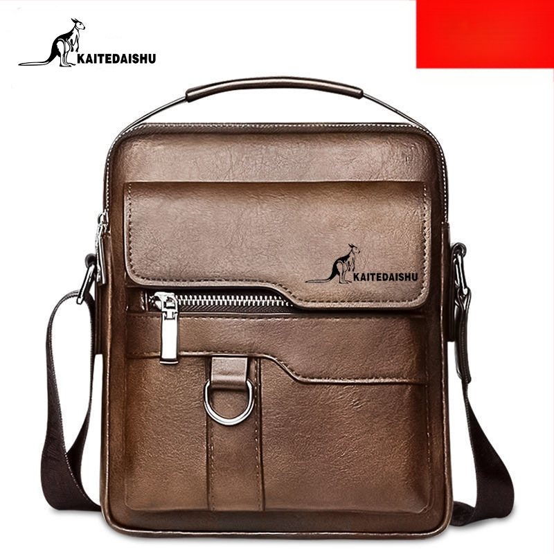 Geantă de umăr pentru bărbați din PU, poșetă crossbody, stil business casual, vertical