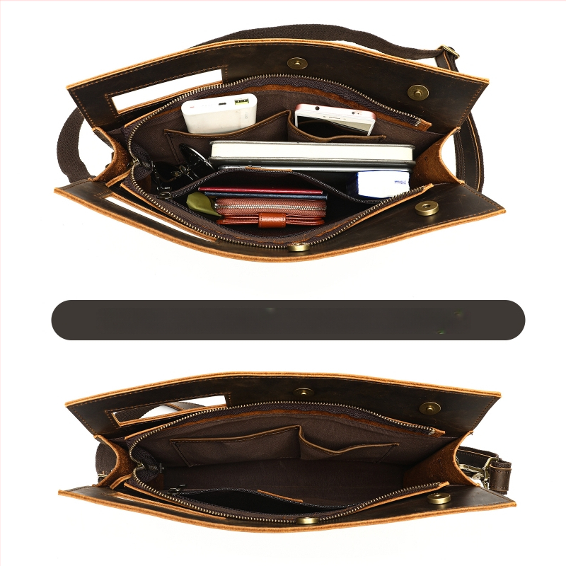 Geantă clutch vintage pentru bărbați din piele Crazy Horse, piele de vită de primă calitate, geantă crossbody pentru afaceri