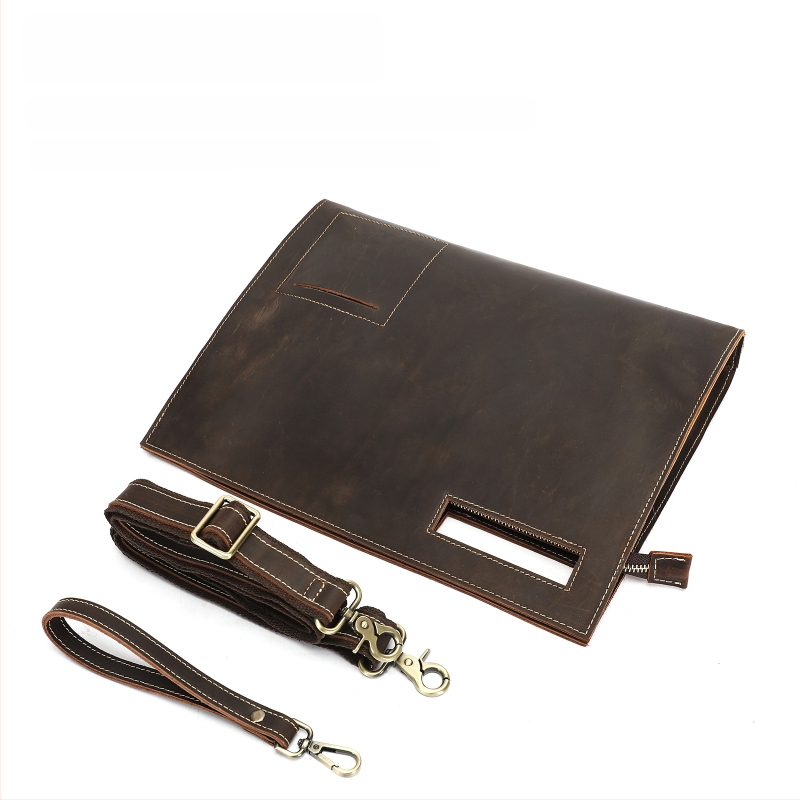Geantă clutch vintage pentru bărbați din piele Crazy Horse, piele de vită de primă calitate, geantă crossbody pentru afaceri