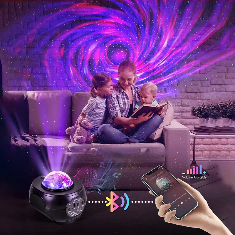 Bluetooth csillagos ég projektor alkalmazásvezérléssel, lézeres fényshow és vízhullám effekt, színpadi világítás