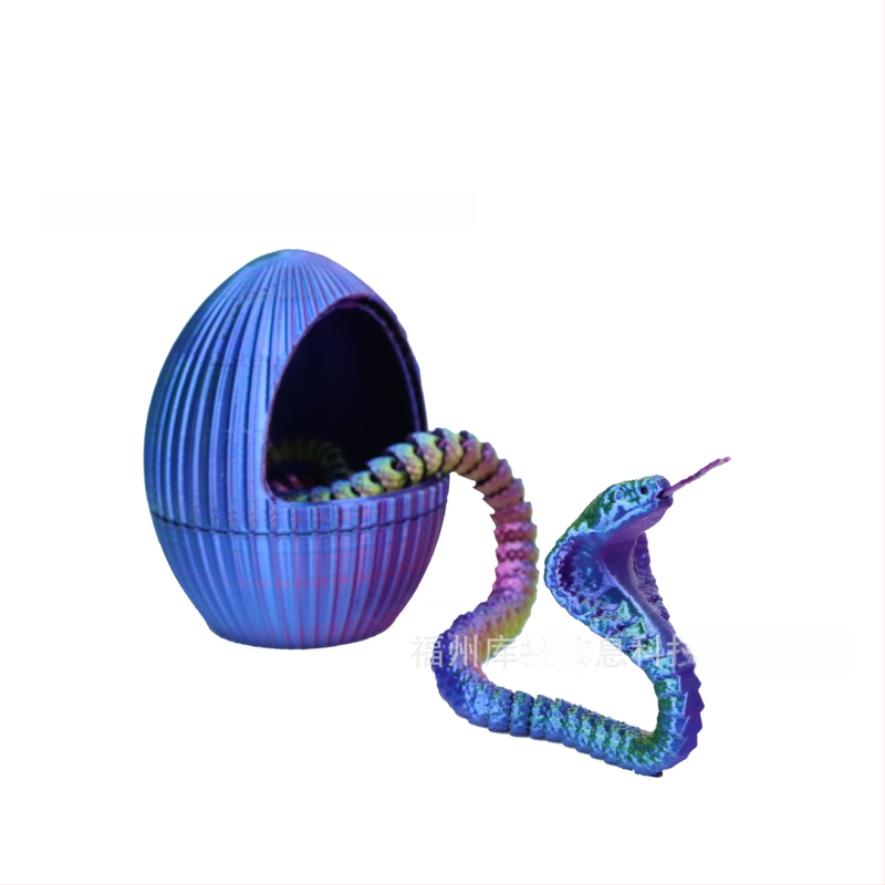 3D εκτυπωμένο φίδι με αυγό-γρανάζι και πλήρως κινητές αρθρώσεις — φιγούρα φιδιού, μοντέρνο διακοσμητικό γραφείου