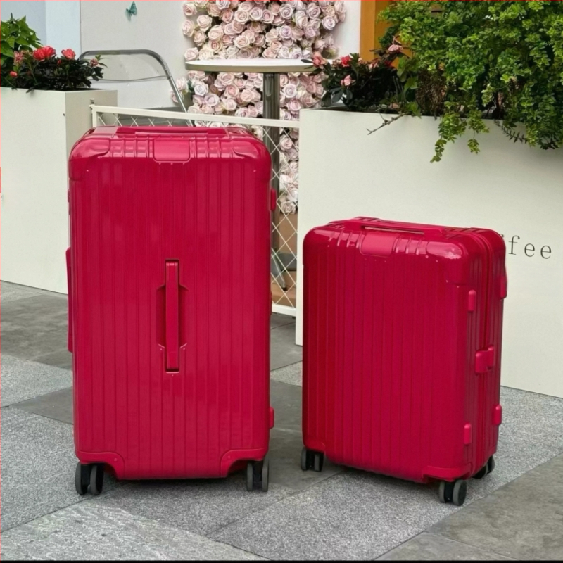 Balett rózsaszín négyzet alakú bőrönd, 33 hüvelykes nagy kapacitású, Trunk Essential 21 hüvelykes kézi poggyász, R márkájú címkével