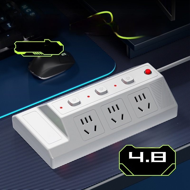 Мултифункционална USB разклонителна лента с 4 USB порта и 2 Type-C порта, настолен удължител за дома и офиса