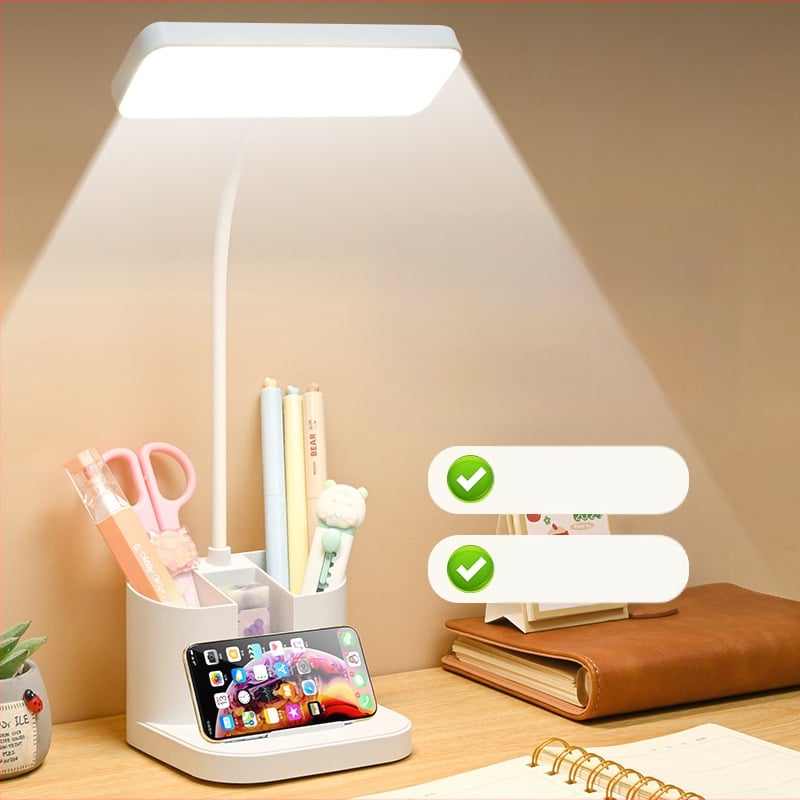 LED настолна лампа за защита на зрението, компактна презареждаща се лампа за учене и четене, подходяща за общежития и бюро, с докосване