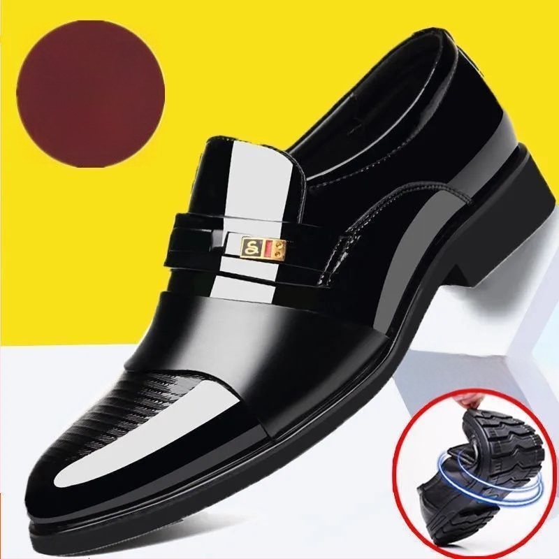 Pantofi bărbătești de dress din piele de vită 100%, partea superioară din două straturi, talpă groasă, vârf rotund.