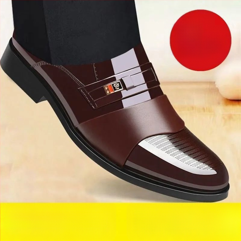 Pantofi bărbătești de dress din piele de vită 100%, partea superioară din două straturi, talpă groasă, vârf rotund.