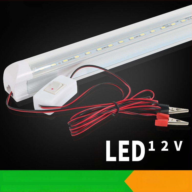 12V LED T8 интегрирана тръба с щипка, алуминиево тяло, млечно-прозрачно аварийно осветление