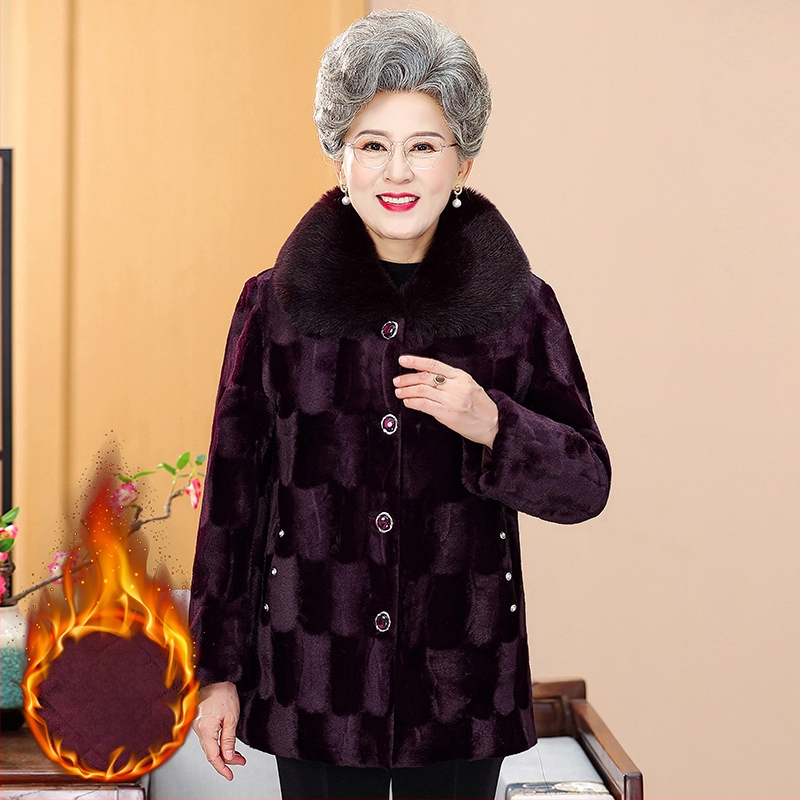 Γούνα μίνκ με fleece επένδυση για γυναίκες, καρό σχέδιο, μεσαίου μήκους παλτό για τον χειμώνα