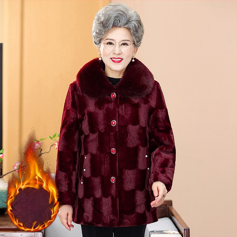 Γούνα μίνκ με fleece επένδυση για γυναίκες, καρό σχέδιο, μεσαίου μήκους παλτό για τον χειμώνα