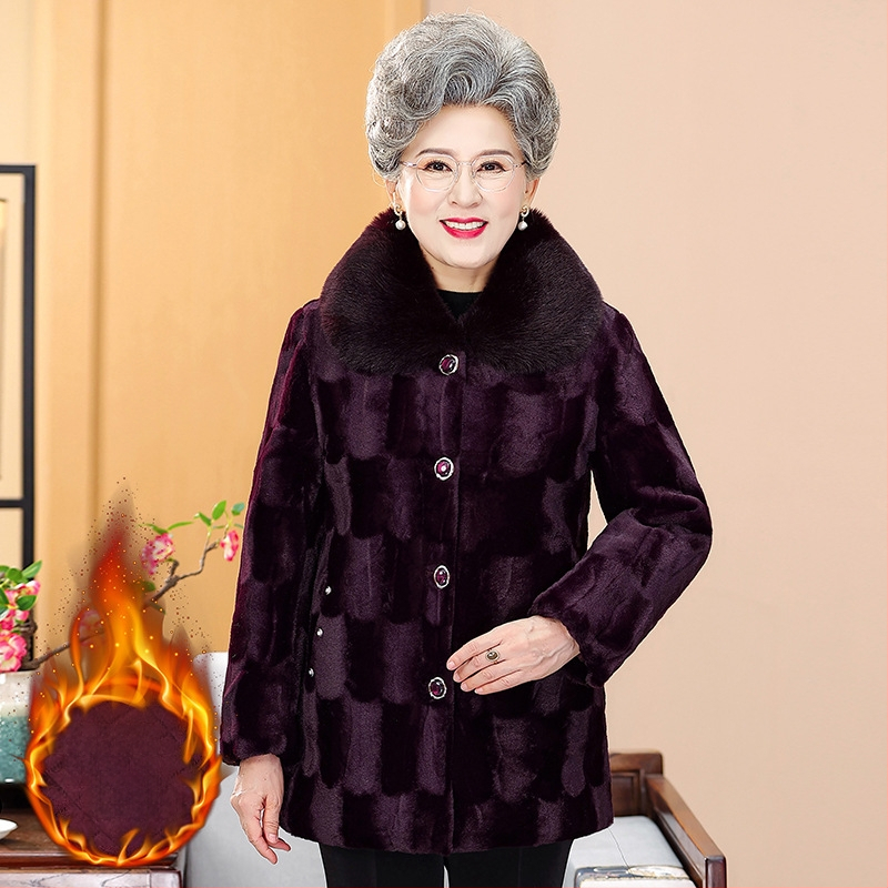 Γούνα μίνκ με fleece επένδυση για γυναίκες, καρό σχέδιο, μεσαίου μήκους παλτό για τον χειμώνα