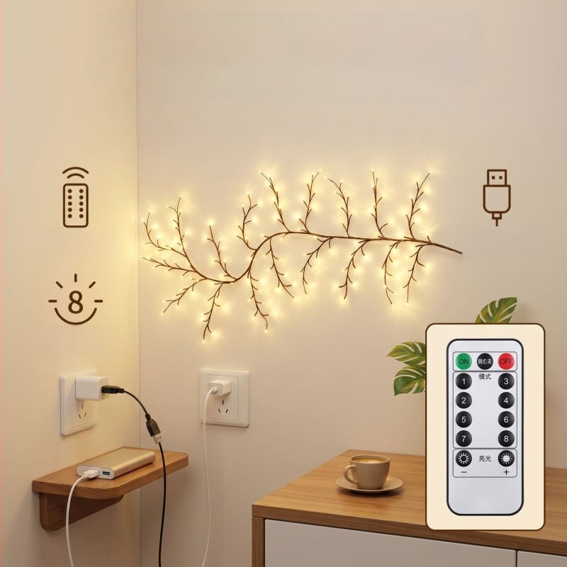 LED φώτα αμπέλου με 144 LED, φώτα σε κλαδιά, εφέ αστρικού ουρανού, διακόσμήση τοίχου, φωτισμός για την ατμόσφαιρα δωματίου