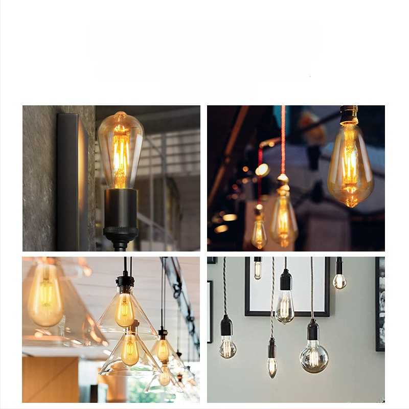 ST58 LED лампа с филаментни нишки, 2200K, ретро декоративна крушка Edison