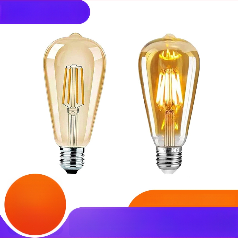 ST58 LED лампа с филаментни нишки, 2200K, ретро декоративна крушка Edison