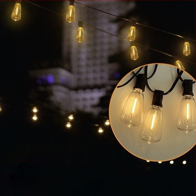 ST38 LED λαμπερές αλυσίδες φώτων – εξωτερικές, αδιαβροχες από πλαστικό, πολύχρωμες για κήπο, κάμπινγκ και διακοσμήσεις γάμου και εορτών