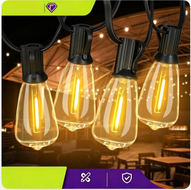 ST38 LED λαμπερές αλυσίδες φώτων – εξωτερικές, αδιαβροχες από πλαστικό, πολύχρωμες για κήπο, κάμπινγκ και διακοσμήσεις γάμου και εορτών
