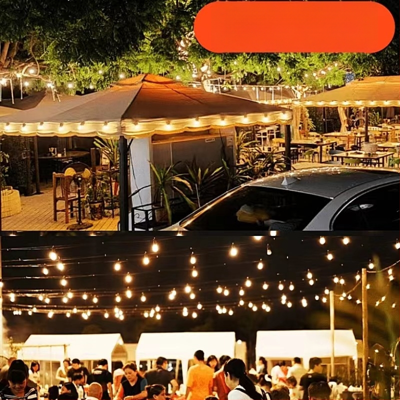 LED φανάρια σε σειρά με λαμπτήρα S14, κρεμαστό εξωτερικό, αδιάβροχο, με βάση E27, για κάμπινγκ και αυλή