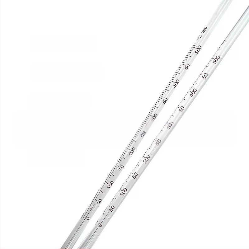 Magas hőmérsékletű higanyos hőmérő, kémiai laboratóriumi használatra, üveg rúd, 30 cm, 0–500 °C