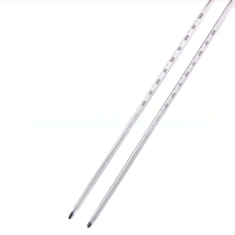 Magas hőmérsékletű higanyos hőmérő, kémiai laboratóriumi használatra, üveg rúd, 30 cm, 0–500 °C