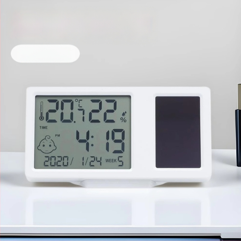 Mini napelemes elektronikus hőmérséklet- és páratartalom-mérő, nagy pontosságú, kompakt digitális kijelzővel otthoni használatra