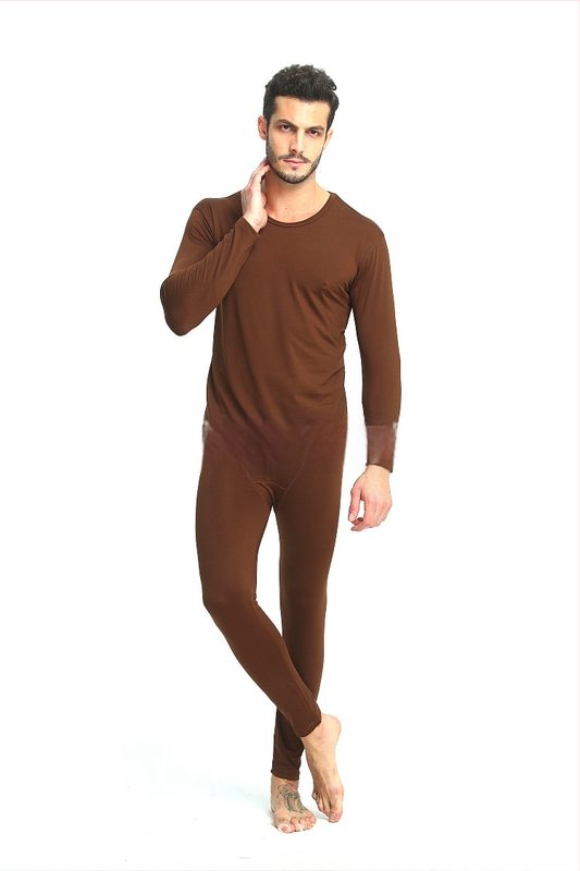 Set de lenjerie termică pentru bărbați din Milk Silk cu finisaj periat, tricou și pantaloni subțiri pentru toamnă, mărime plus