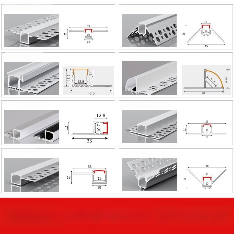 24V lineáris LED csatorna alumíniumból, mennyezetre – beépített LED-szalag