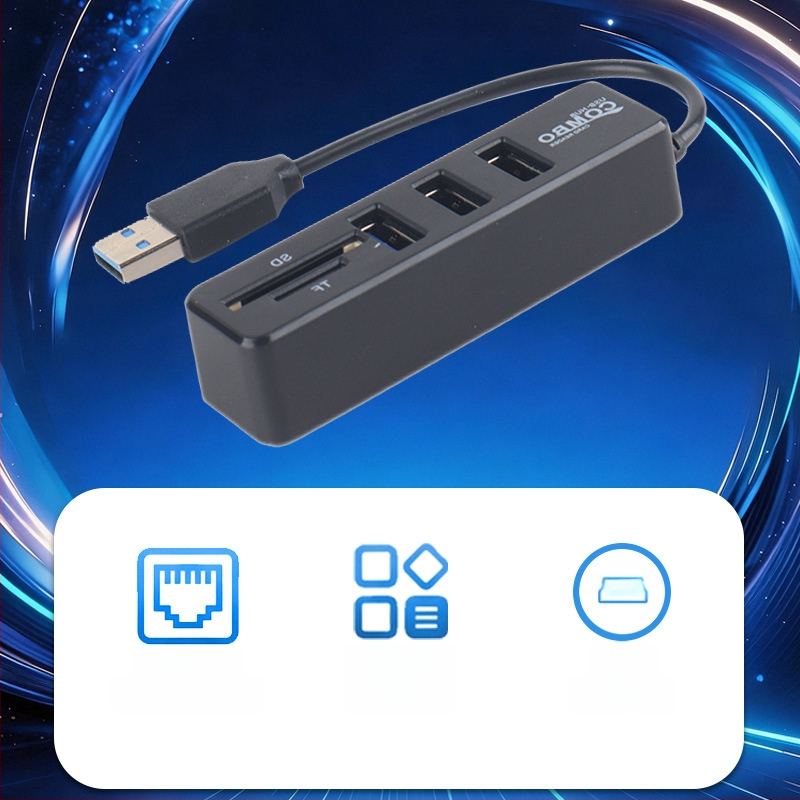USB 2.0 hub s čitačem kartica TF/SD, proširenje za laptop