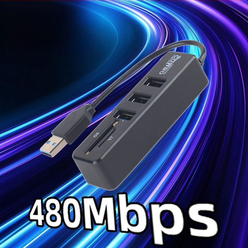 USB 2.0 hub s čitačem kartica TF/SD, proširenje za laptop