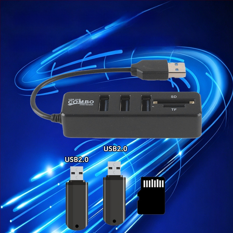 USB 2.0 hub s čitačem kartica TF/SD, proširenje za laptop