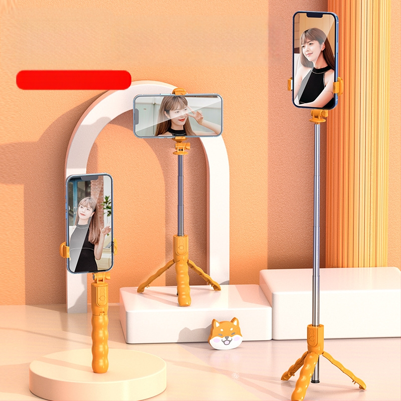 Νέος selfie stick με cartoon στυλ για κινητά, Bluetooth τηλεκοντρόλ, πολυλειτουργικός τρίποδος για ζωντανές μεταδόσεις και φωτογράφηση