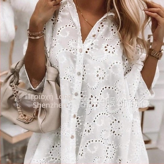 2025 Amazon Independent Station Νέο Ευρωπαϊκό και Αμερικανικό φόρεμα με κοίλο σχέδιο δαντέλας, plus size, casual