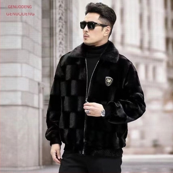 Ανδρικό τζάκετ Mink Mink με πέτο, τζάκετ Mink, χειμερινό 2024, νέο γούνινο παλτό Haining, γούνινο παλτό