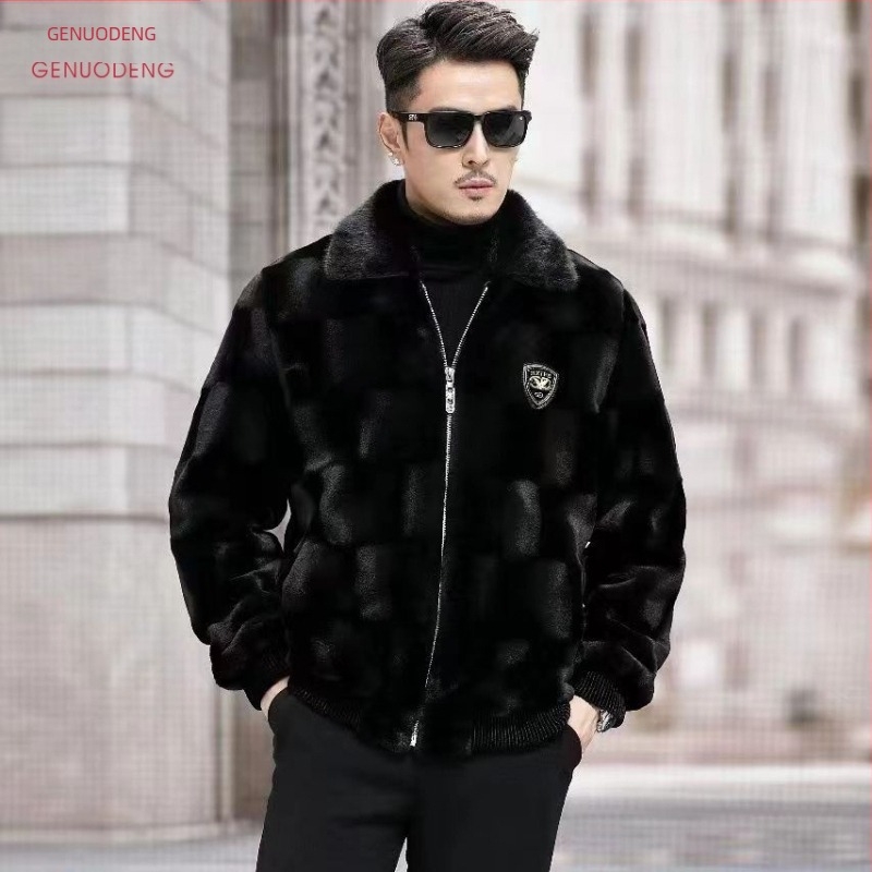 Ανδρικό τζάκετ Mink Mink με πέτο, τζάκετ Mink, χειμερινό 2024, νέο γούνινο παλτό Haining, γούνινο παλτό