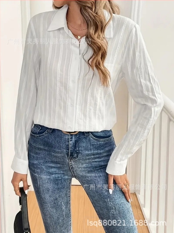 Διασυνοριακός ανεξάρτητος σταθμός Amazon AliExpress για την Ευρώπη και τις Ηνωμένες Πολιτείες 2025 νέο ανοιξιάτικο, καλοκαιρινό και φθινοπωρινό μακρυμάνικο πουκάμισο Joker επάγγελμα