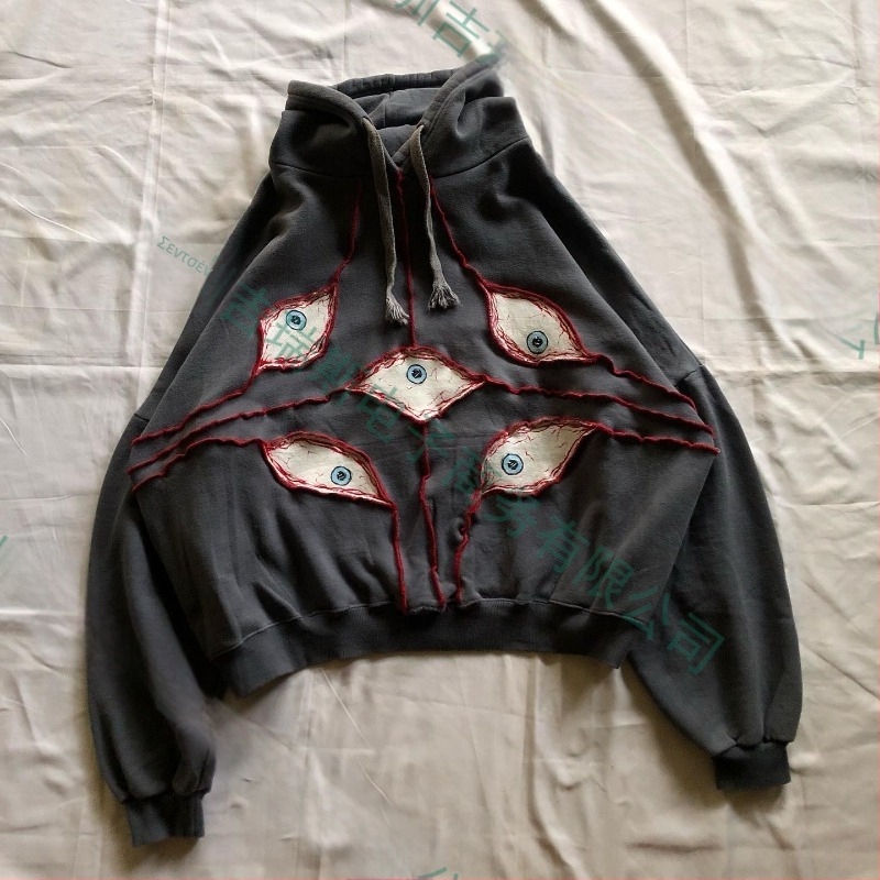 Γυναικείο μπλουζάκι Harajuku Devil's Eye με κέντημα, αμερικανικό ρετρό street τοπ, γοτθικό πανκ streetwear