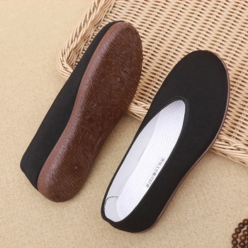 Παλιά παπούτσια από ύφασμα του Πεκίνου, ανδρικά μεσήλικα και παλιά επίπεδα, στρογγυλά παπούτσια από ύφασμα kung fu tai chi, μαύρα παπούτσια από ύφασμα, casual παπούτσια χονδρικής