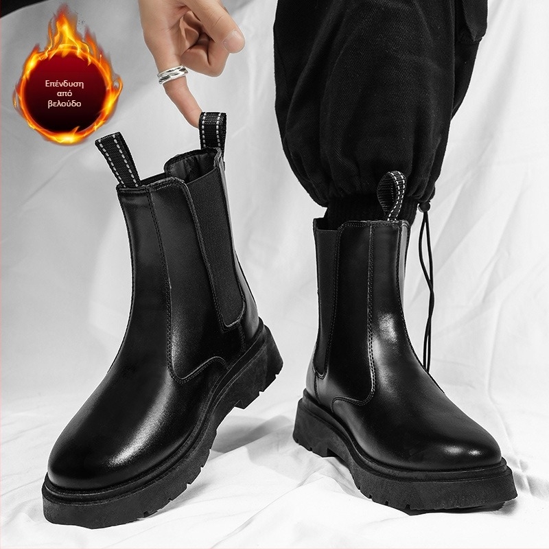 Ανδρικές μπότες μοτοσικλέτας Martin Boots 2024, φθινοπωρινές, νέες, ψηλές, δερμάτινες, με χοντρή σόλα, βρετανικού στιλ, Tide