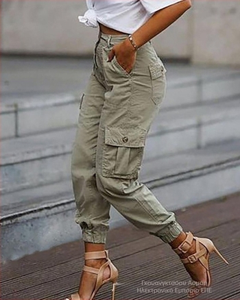 2020 Ευρωπαϊκά και Αμερικανικά Νέα Μοντέρνα Ριχτά Παντελόνια Μέχρι τον Αστράγαλο Κορεάτικου Στυλ με Πολλαπλές Τσέπες και Μικρά Πόδια Crock Παντελόνια για Γυναικεία