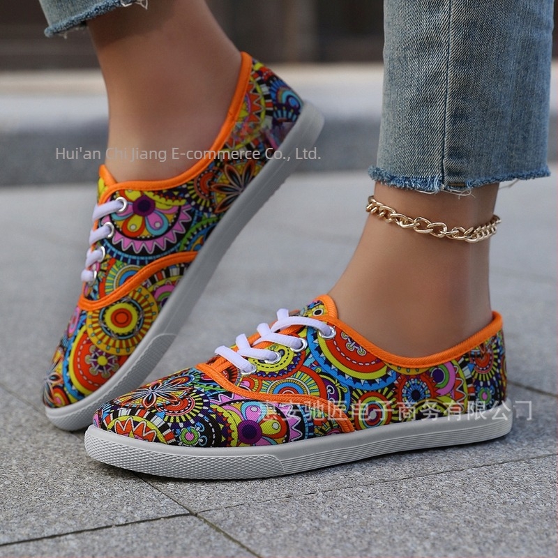 Ευρωπαϊκά και Αμερικανικά Διασυνοριακά Δημοφιλή Παπούτσια από Καμβά σε Ακανόνιστο Χρώμα για Γυναικεία, Παπούτσια Άνοιξης και Φθινοπώρου, Κορεάτικο Στυλ Street Style, Casual, Ευέλικτα Παπούτσια Χονδρικής