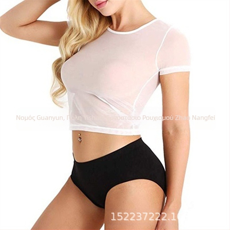 Ευρωπαϊκή και αμερικανική σέξι διαφανής σχεδίαση επαγγελματική κοριτσιού πειρασμού μεσαίου μήκους πουκάμισο πλέγματος για το σπίτι γυναικείες πιτζάμες σέξι εσώρουχα