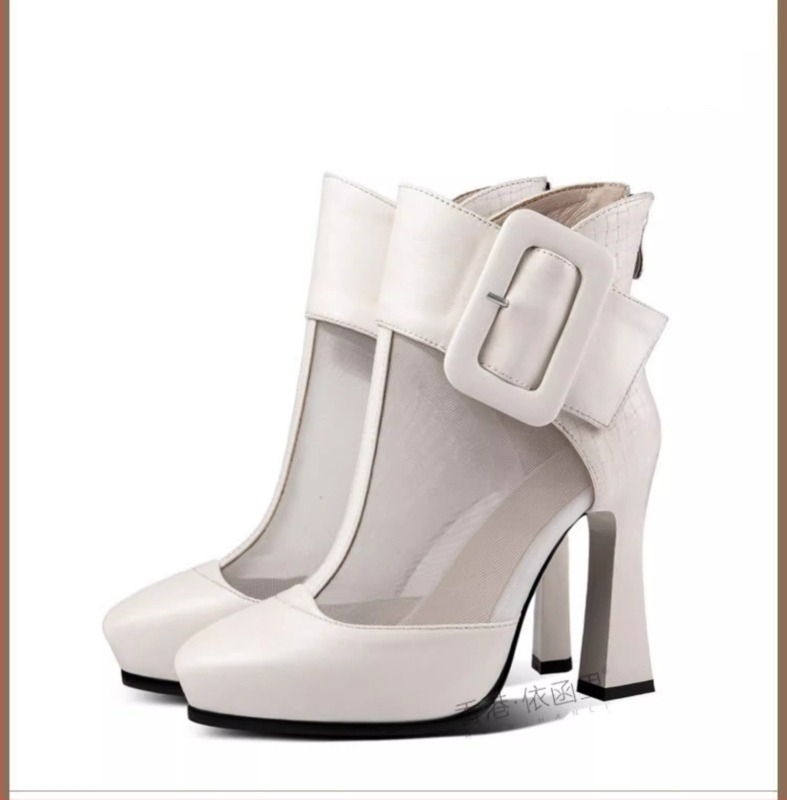 Μπότες εξωτερικού εμπορίου plus size, γυναικεία ψηλοτάκουνα, άνοιξη 2025, διασυνοριακές, νέες, μυτερές, αδιάβροχες, πλατφόρμες με τακούνι στιλέτο, δροσερές μπότες σε απόθεμα