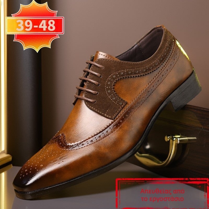 Νέα δερμάτινα παπούτσια Brock Carved του 2024, ανδρικά, μεγάλα μεγέθη, νεανικά, βρετανικά, επαγγελματικά, ανδρικά παπούτσια, διασυνοριακά