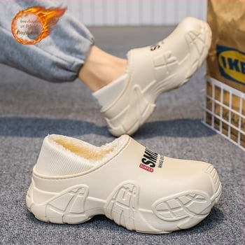 Παντόφλες Ανδρικές με Χοντρό Σόλα, Αδιάβροχες Βαμβακερές, Χειμερινές Τσάντες, Τακούνι, Εσωτερική Χρήση, Νέα Αντιολισθητικά, Παπούτσια από Βαμβάκι για Εξωτερική Χρήση