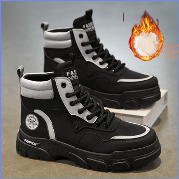 Ανδρικές μπότες Martin Boots, φθινοπωρινές, αναπνεύσιμες, ψηλές, βρετανικού στιλ, vintage μπότες εργασίας, ορειβατικά παπούτσια εξωτερικού χώρου, μονόχρωμες βαμβακερές μπότες ίδιου στυλ από ραβέντι