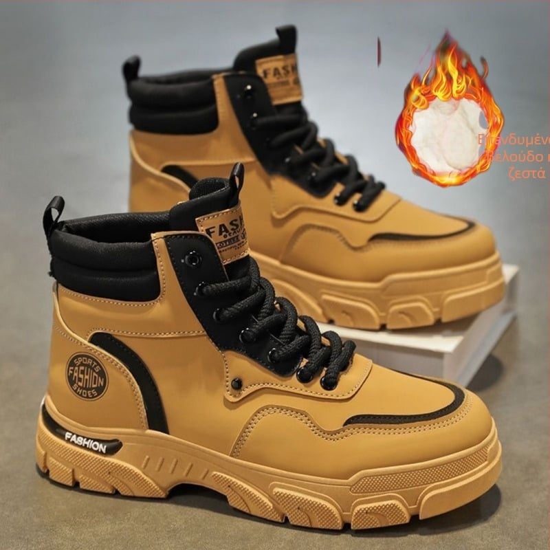 Ανδρικές μπότες Martin Boots, φθινοπωρινές, αναπνεύσιμες, ψηλές, βρετανικού στιλ, vintage μπότες εργασίας, ορειβατικά παπούτσια εξωτερικού χώρου, μονόχρωμες βαμβακερές μπότες ίδιου στυλ από ραβέντι