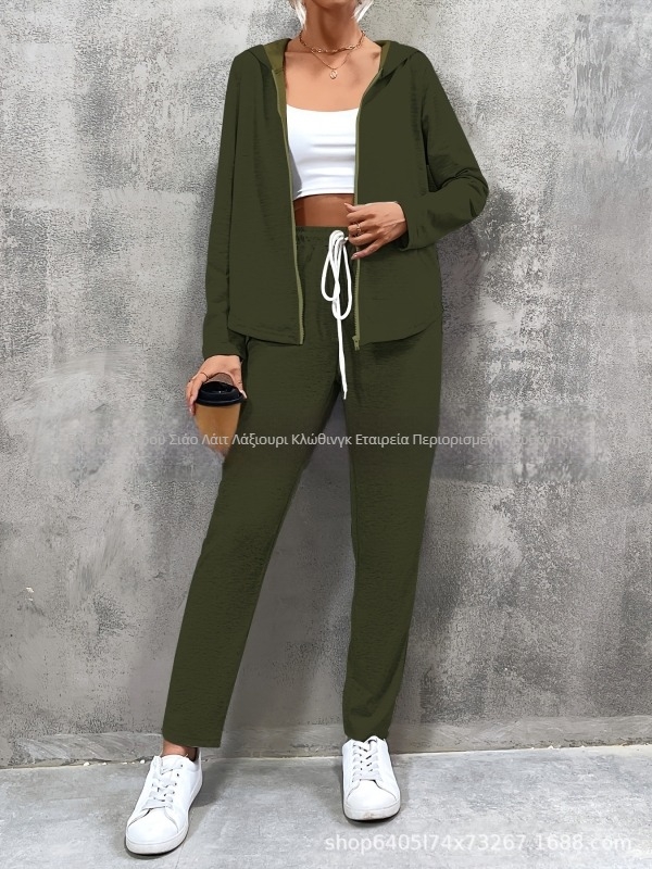 Ευρωπαϊκό και αμερικανικό εμπόριο, casual, χαλαρό, ελαφρύ σακάκι με κουκούλα και φερμουάρ (2 τεμάχια)