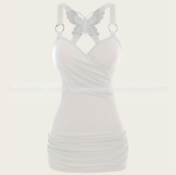 Σέξι γυναικεία ρούχα σε ευρωπαϊκό και αμερικανικό στιλ Y2K με τιράντες και έξω ώμους, πλεκτό τοπ με δαντέλα πεταλούδας και σταυρωτή πλάτη, σέξι δαντελένιο φανελάκι